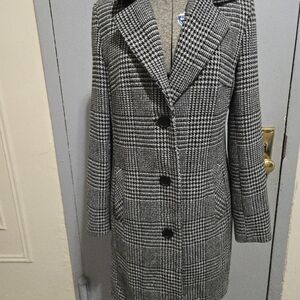 Kendall & Kylie Women's Black & White Plaid Single-Breasted Coat